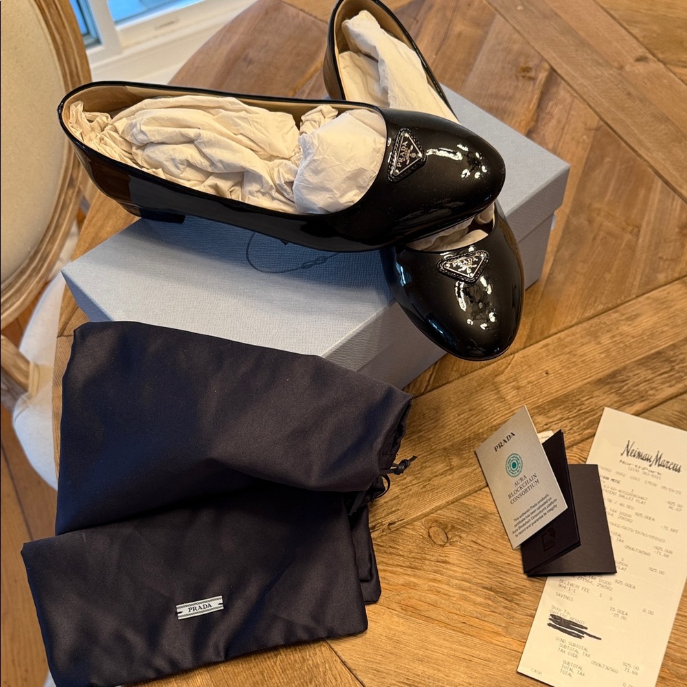 Prada Patent Black Ballet Style Shoe